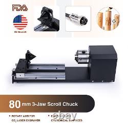 OMTech Rotary Axis Attachment with 3-Jaw Chuck for 60W 80W 100W Laser Engraver