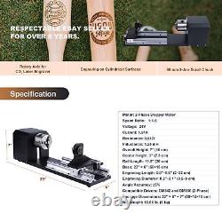 OMTech Rotary Axis Attachment with 3-Jaw Chuck for 60W 80W 100W Laser Engraver