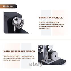 OMTech Rotary Axis Attachment with 3-Jaw Chuck for 60W 80W 100W Laser Engraver