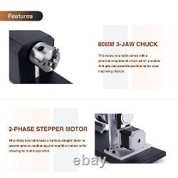 OMTech Rotary Axis Attachment with 3-Jaw Chuck for CO2 Laser Engraver Cutter