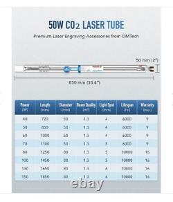 OMTech ST50 50W CO2 Laser Tube with Metal Head for Laser Engraver & Cutter