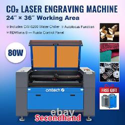 Secodnhand 80W 24x35 CO2 Laser Engraver Cutter Machine w 5200 Water Chiller