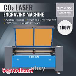 Secondhand 130W 55x35in CO2 Laser Engraving Machine Cutter w Water Chiller