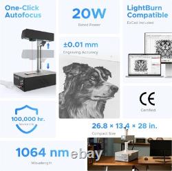 Secondhand 20W 4.3x4.3 Fiber Laser Marking Machine w Autofocus f/Metal Marking