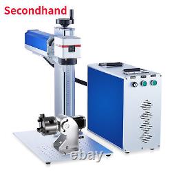 Secondhand 30W 6.9x6.9 Fiber Laser Marking Machine Metal Engraver w Rotary Axis