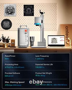 Secondhand 50W 7x7 JPT Fiber Marking Machine w Rotary Axis for Metal Silver Gold