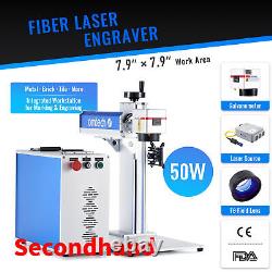 Secondhand 50W Fiber Laser Engraver Marker Metal Etching Machine 8x8Inch Workbed