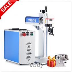Secondhand 50W Raycus Fiber Laser Marking Engraving Machine 8×8 in w Rotary Axis