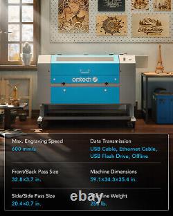 Secondhand 80W 28x20 CO2 Laser Engraver w Autofocus 4 Way Pass f/Wood Glass