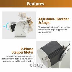 Secondhand 80mm Rotary Axis 80deg 360 Jewelry Marking Tool f/Laser Engraving DIY