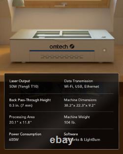 Secondhand Polar 12×20 in 50W CO2 Laser Cutter Engraver Machine with Rotary Axis