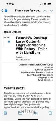 Secondhand Polar 50W 12? ×20? CO2 Laser Cutter Engraver Marker with Rotary Axis