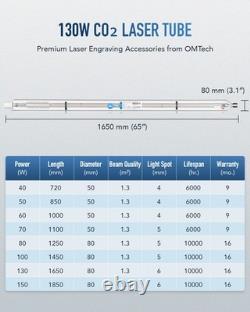 Used 130W Sealed CO2 Glass Laser Tube with Metal Head for Laser Engraver&Cutter