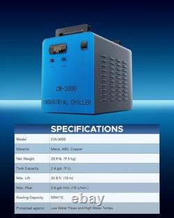 Water Chiller Steel 2.4-Gallon Capacity Industrial Coolant System for Laser E