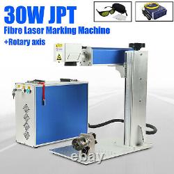 7.9x7.9 pouces 30W Machine de marquage laser à fibre JPT Machine de marquage métallique + Axe rotatif