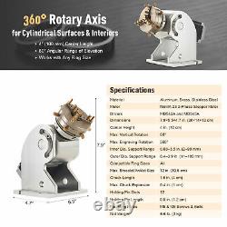 Accessoire De Gravure Laser Omtech 80mm 360 Rotary Axis Pour Bagues Plus 80deg Rise