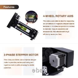 Accessoire d’axe rotatif à 4 roues OMTech pour graveuse et découpeuse laser CO2 de 50 W