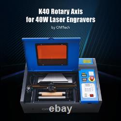 Axe rotatif OMTech K40 avec moteur pas à pas biphasé pour graveur et découpeur laser CO2
