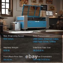 Graveur découpeur laser CO2 d’occasion 130W 35x55 avec autofocus, autolift et assistance d’air