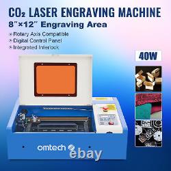 Graveur laser CO2 OMTech 8x12, tube laser 40W, panneau LCD LaserDRW, pompe à eau, USB.