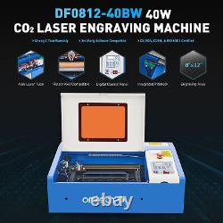 Graveur laser CO2 OMTech 8x12, tube laser 40W, panneau LCD LaserDRW, pompe à eau, USB.