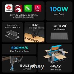 Graveur-laser CO2 OMTech amélioré 100 W 28 x 20, machine de gravure et de découpe - d’occasion