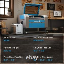 Graveur-laser CO2 OMTech amélioré 100 W 28 x 20, machine de gravure et de découpe - d’occasion