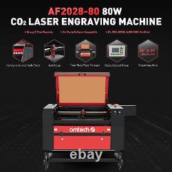 Graveur laser CO2 OMTech avec contrôles Ruida, mise au point automatique, lit motorisé de 28x20 cm, 80W.