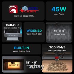 Graveur laser CO2 de bureau OMTech 45W K40+ avec une zone de travail de 8x12 et détachable