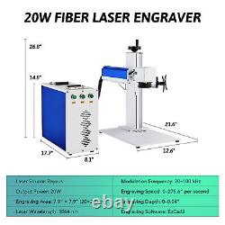 Graveur laser à fibre de 20W d'occasion pour ordinateur de bureau avec une zone de gravure de 7,9 po × 7,9 po