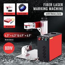 Graveur laser couleur à fibre d'occasion de 80W JPT MOPA avec axe rotatif de 110 et 175 mm