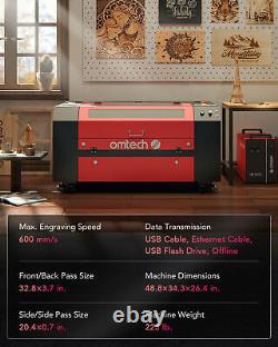 Machine de découpe et de gravure au laser CO2 OMTech 60W 20x28 avec refroidisseur d'eau CW-5000