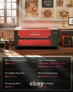 Machine de découpe et de gravure laser CO2 MF1624-60E 60W d'occasion avec table de travail 16x24