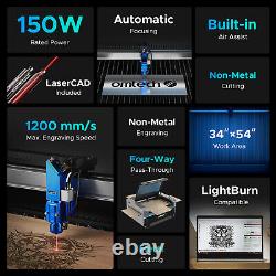 Machine de découpe et de gravure laser hybride OMTech Pro 3655 de 150W d'occasion