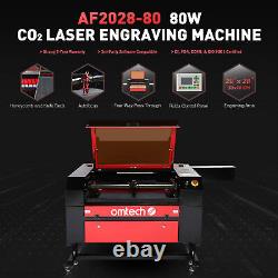 Machine de gravure, découpe et marquage laser CO2 OMTech 80W 28x20 pour bois, papier et plus encore.