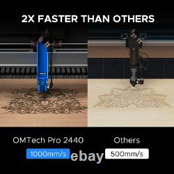 Machine de gravure et de découpe au laser CO2 OMTech Pro 2440 100W avec refroidisseur d'eau Lightburn