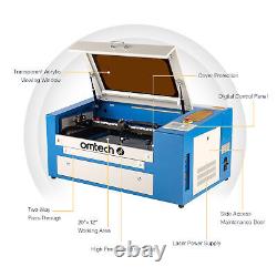 Machine de gravure et de découpe au laser CO2 d'occasion de 50W, 20x12 avec axe rotatif.