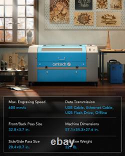 Machine de gravure et de découpe laser CO2 OMTech 80W 90W 28x20