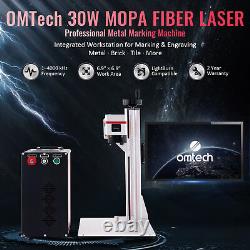 Machine de marquage et de gravure laser à fibre OMTech 30W JPT MOPA 7x7 avec axe rotatif