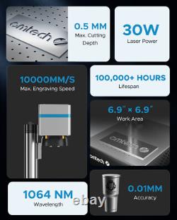 Machine de marquage laser à fibre OMTech 20W MOPA 6,9x6,9 pour gravure sur métal coloré