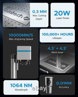 Machine de marquage laser à fibre OMTech 20 W avec point rouge pour marquage métallique 110 x 110 mm