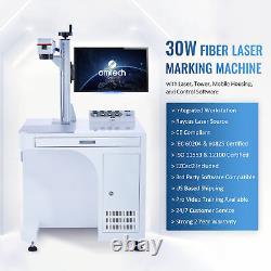Machine de marquage laser à fibre OMTech 30W 6,9 x 6,9 pour métaux avec axe rotatif