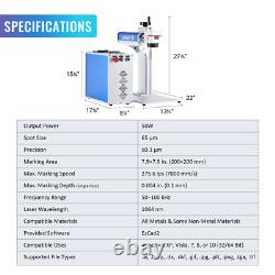Machine de marquage laser à fibre divisée 50W d'occasion pour métal et acier, graveur.