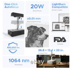 OMTechT Graveur marqueur laser à fibre intégré 20 W 4,3 x 4,3 - Galvo compact 20
