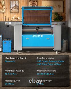 OMTech 100W CO2 Machine de gravure et découpe au laser 24x40 2023 améliorée