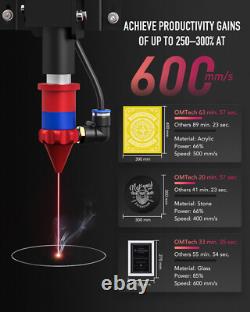 OMTech 100W Graveur Laser CO2 24x40 avec Machine de Découpe et Refroidisseur d'Eau CW-5000