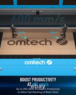 OMTech 130W Découpeuse Graveuse Laser CO2 2 Tubes 35x50 avec Refroidisseur d'Eau CW-5202