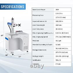 OMTech 30W 6.9x6.9 Machine de marquage et de gravure laser sur fibre pour métaux