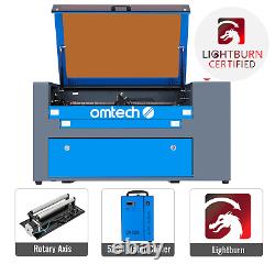 OMTech 50W 12x20 Gravure Laser CO2 avec Axe Rotatif Refroidisseur d'Eau & Lightburn