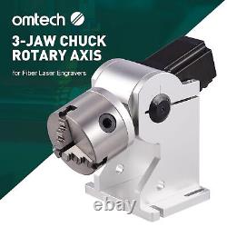 OMTech 80mm 3 Mors Mandrin Accessoire d'Axe Rotatif pour Gravure Laser Rotation de 360 degrés